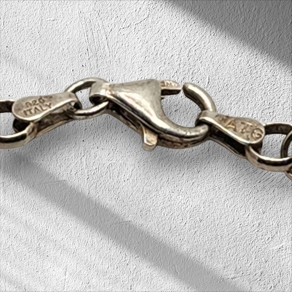 ATG Womens 925 Sterling Silver Chain Link Bracelet Made In Italy - Picture 3 of 4